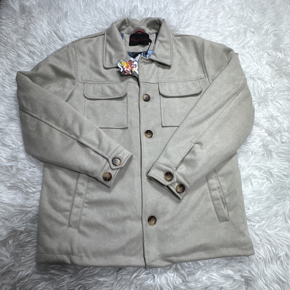 Robert Graham Vegan Suede Field Coat Jacket Men's Large Quilted Insulated New!